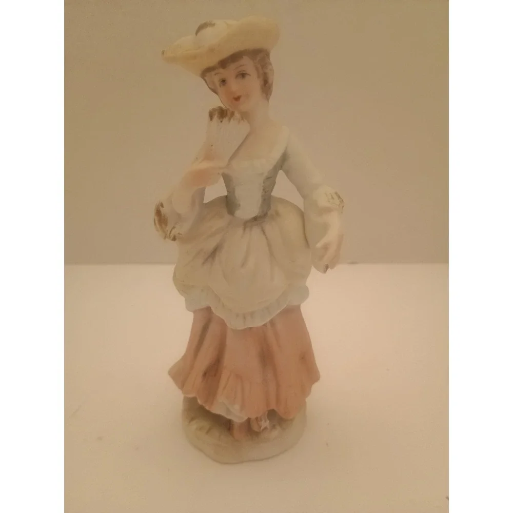 Vintage Victorian Lady Figurine Porcelain Dress Floral Home Decor Collectible